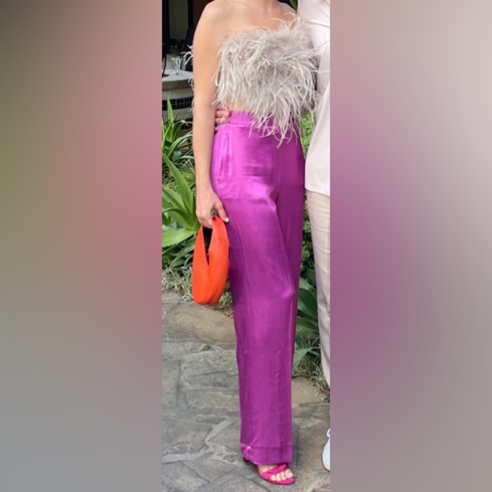 Lamarque blush feather bustier/crop -XS